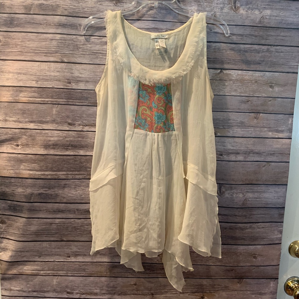 Matilda Jane Cream Tunic with Blue and Red Paisley Panel